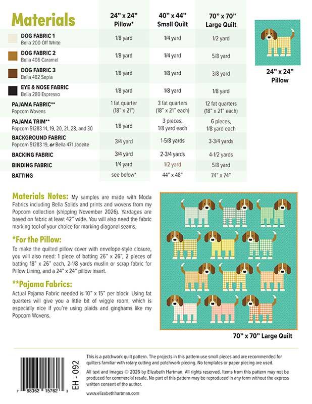 Pups in Pajamas | Elizabeth Hartman | Modern Quilting Pattern