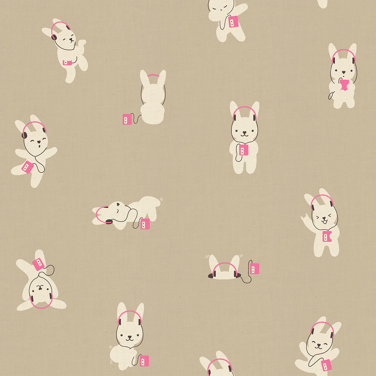 PRE-ORDER: AUG 2026 Release! Ruby Star Society "LoFi" Linens - Rabbeats in KHAKI / Sold in Half-Yard Increments