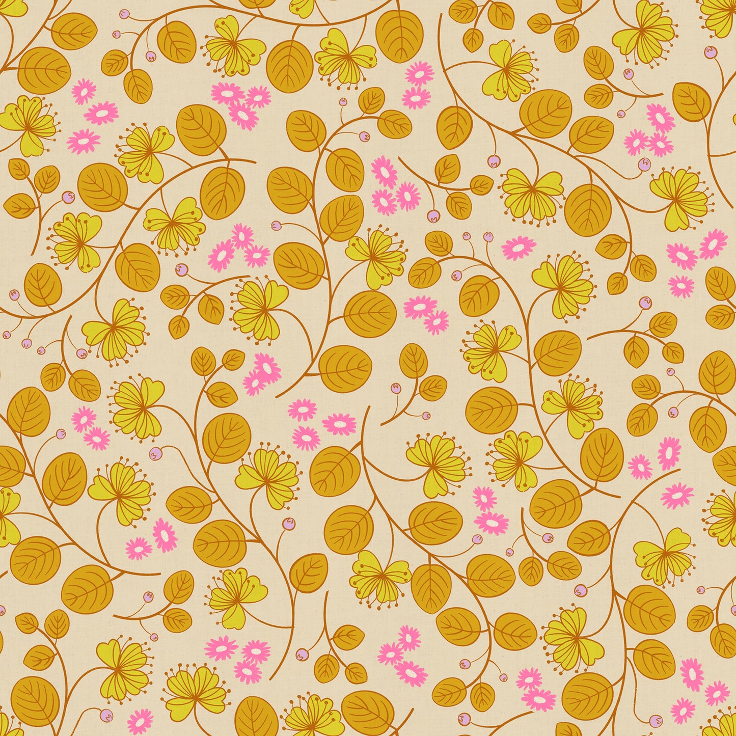 PRE-ORDER: AUG 2026 Release! Ruby Star Society "LoFi" Linens - Caper Floral in PARCHMENT / Sold in Half-Yard Increments
