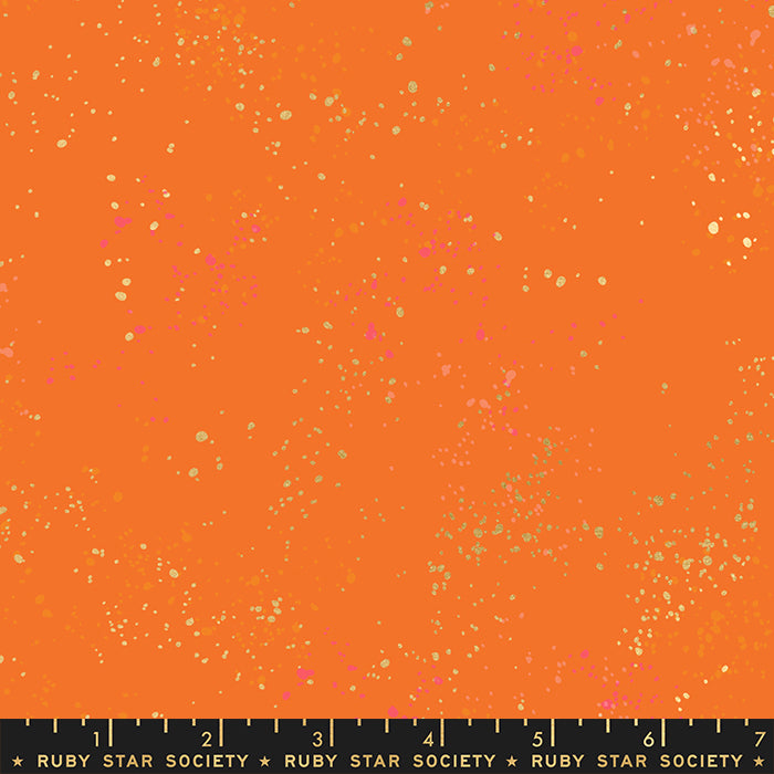 Ruby Star Society Speckled METALLIC Fabric / Color: Burnt Orange / Sold by the Half Yard