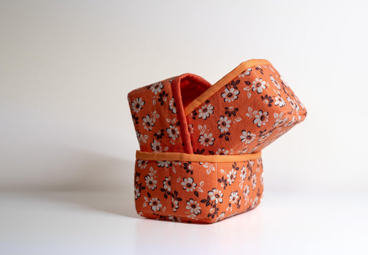 Studio Sample! Vintage Floral Fabric Baskets: Set of 3 Handmade Organizer Bins
