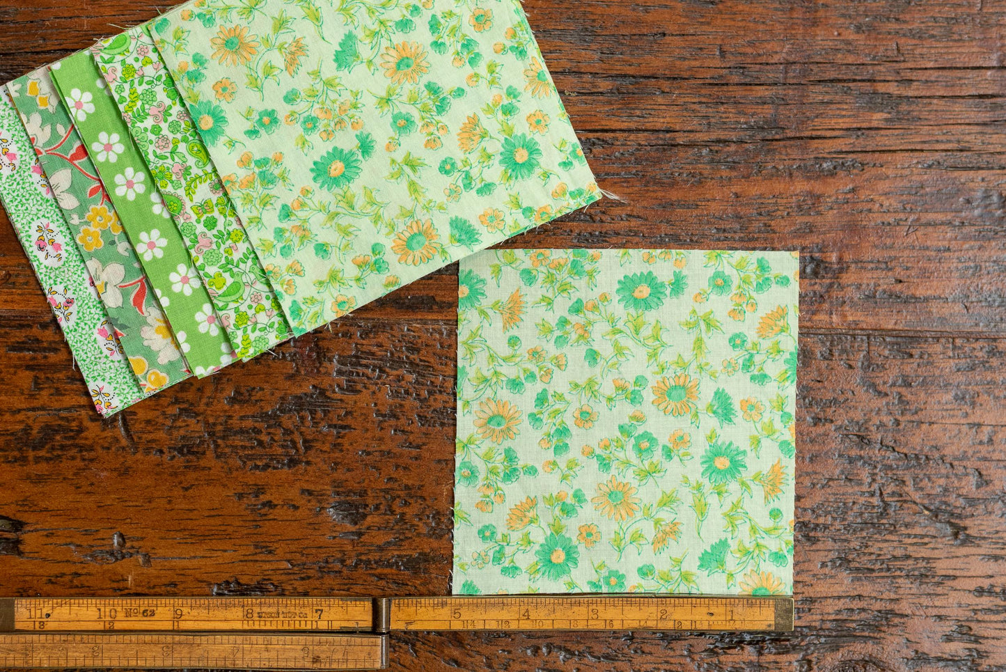 Vintage Fabric Charm Pack - Green Florals