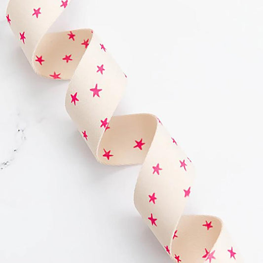 Starry Webbing - Natural/Pink - Sold by the Quarter Yard