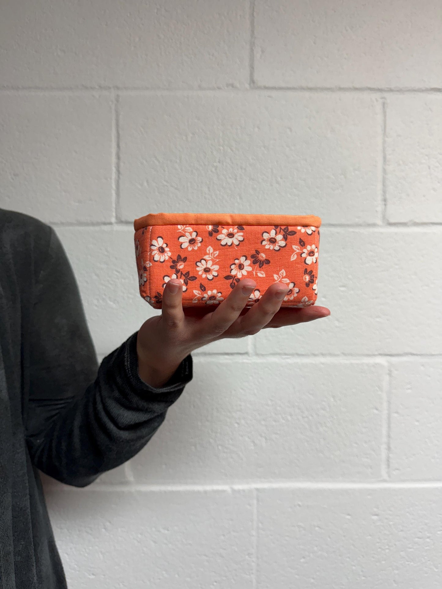 Studio Sample!  Vintage Floral Fabric Baskets: Set of 3 Handmade Organizer Bins