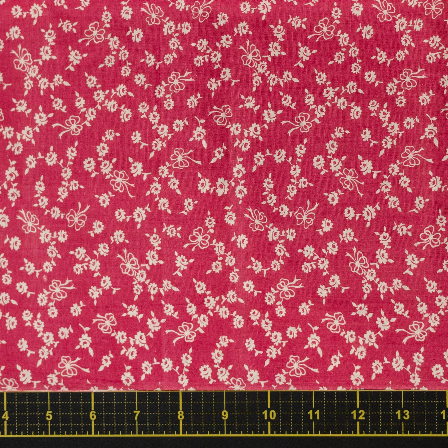 Vintage Fabric - Pink Florals & Bows; Cotton Chintz  1 Yard