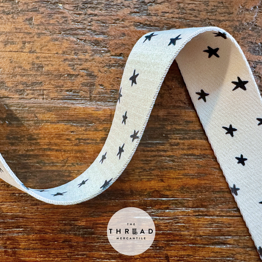 Starry Webbing - Color: Natural in Black - Sold by the Quarter Yard