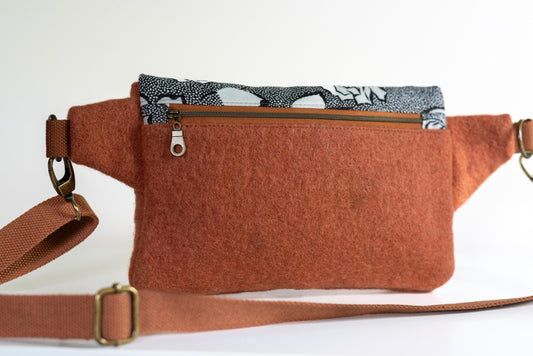 Studio Sample!  Vintage Wool Crossbody Bag: Handmade Repurposed Fabric, Adjustable Strap