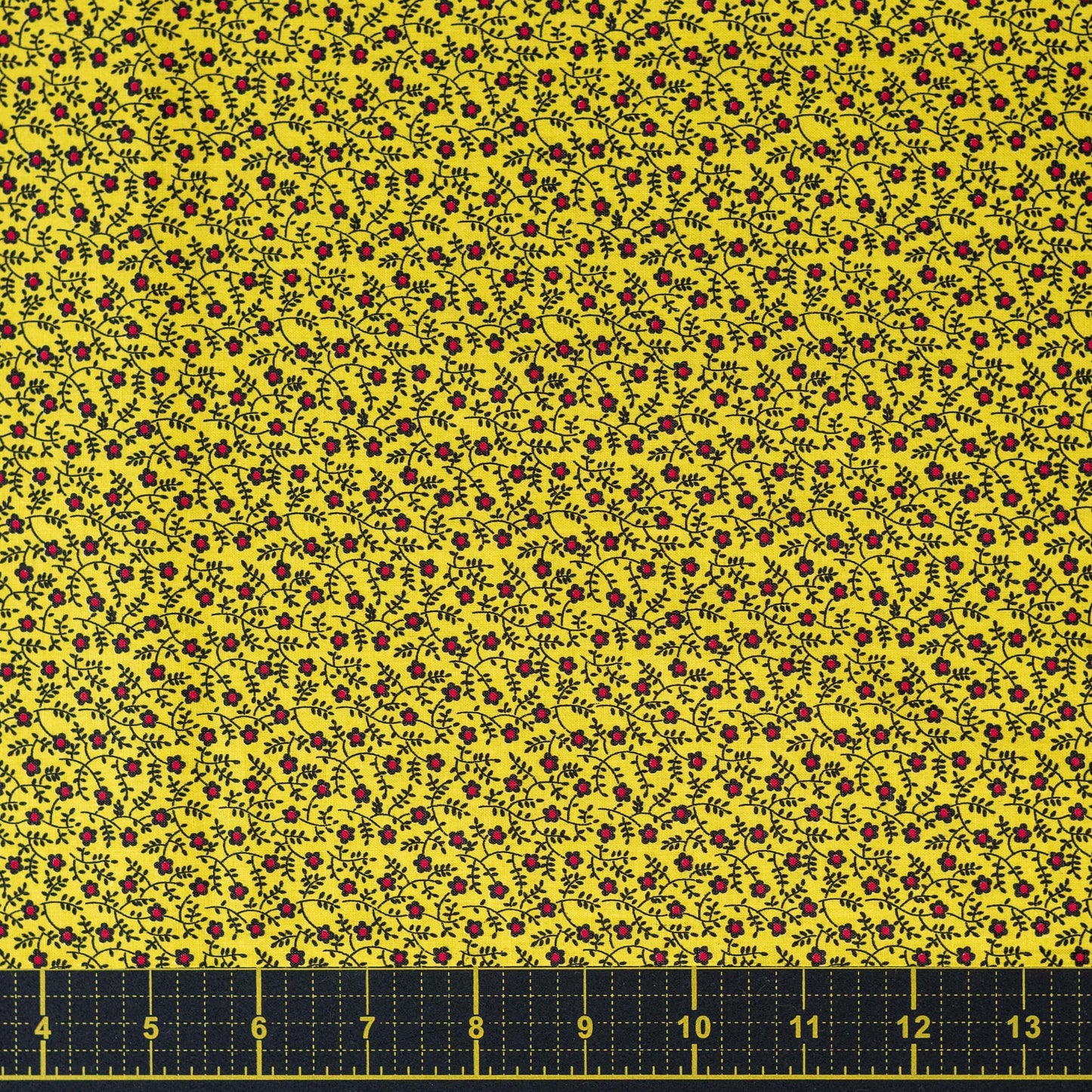 Vintage Fabric - Yellow Calico Floral Fabric BTHY