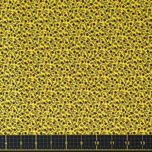 Vintage Fabric - Yellow Calico Floral Fabric BTHY