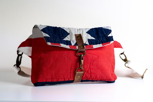Antique Quilt Crossbody Bag: Americana Star Design, Handmade