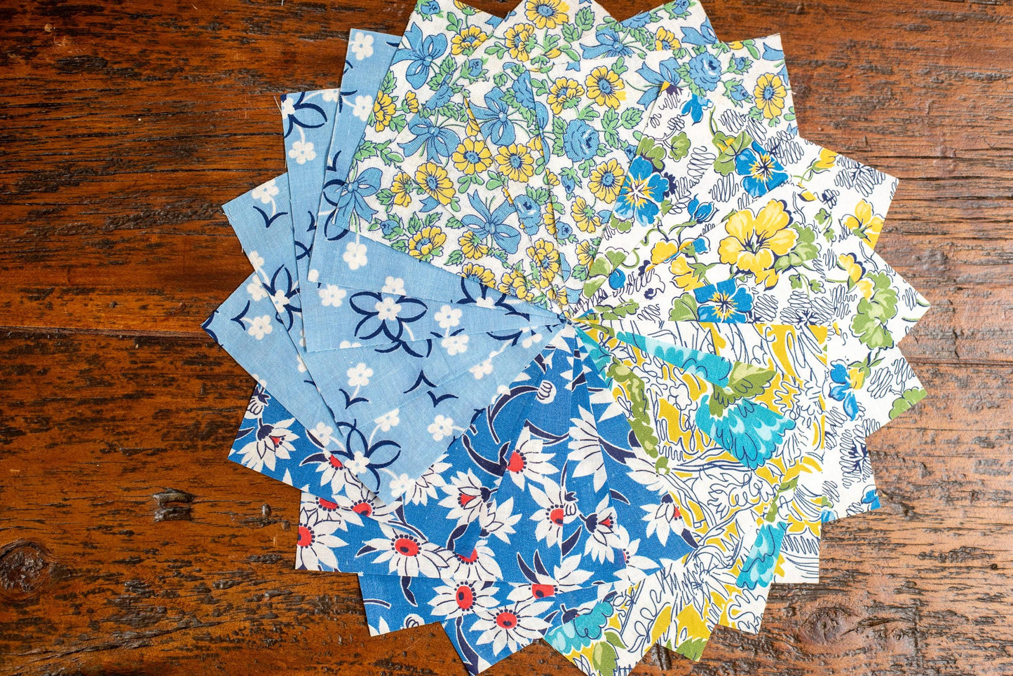 Vintage Mid Century Fabric Charm Pack - Blue Florals
