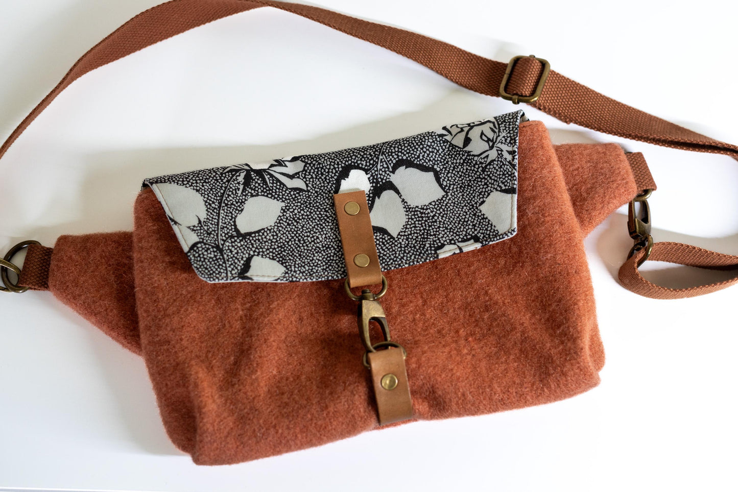 Studio Sample!  Vintage Wool Crossbody Bag: Handmade Repurposed Fabric, Adjustable Strap