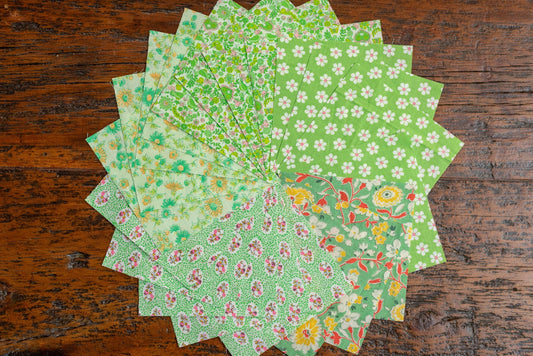 Vintage Fabric Charm Pack - Green Florals