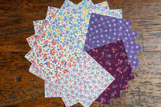 Vintage Fabric Charm Pack - Purple Florals