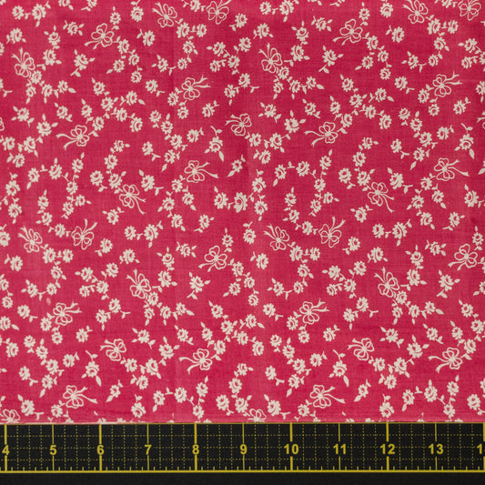 Vintage Fabric - Pink Florals & Bows; Cotton Chintz  Half Yard
