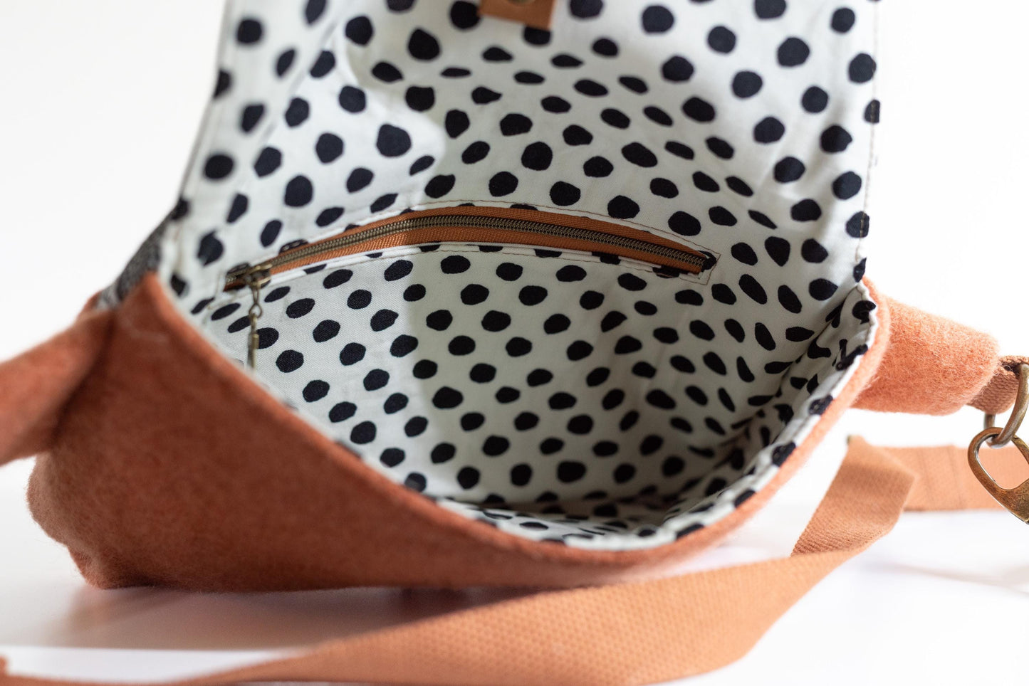 Studio Sample!  Vintage Wool Crossbody Bag: Handmade Repurposed Fabric, Adjustable Strap