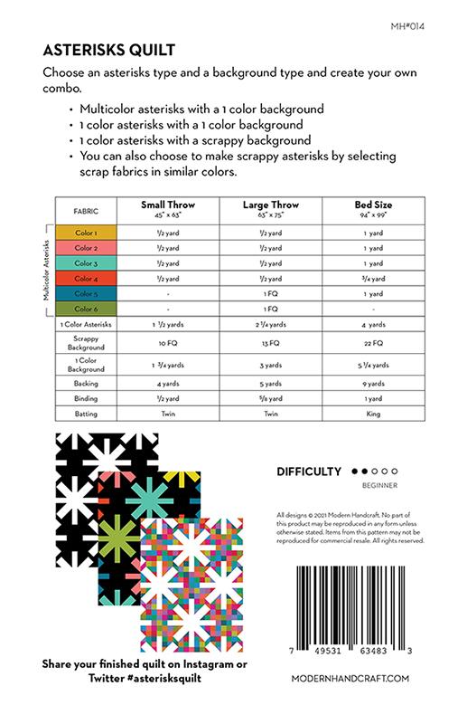 Asterisks | Modern Handcraft | Modern Quilting Pattern