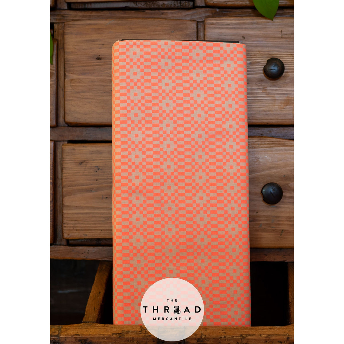 In Stock & Shipping NOW!  Ruby Star Society "LoFi" Linens - Bitmapped in NEON CORAL / Sold in Half-Yard Increments