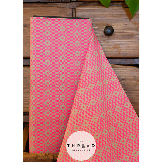 In Stock & Shipping NOW!  Ruby Star Society "LoFi" Linens - Bitmapped in NEON PINK / Sold in Half-Yard Increments