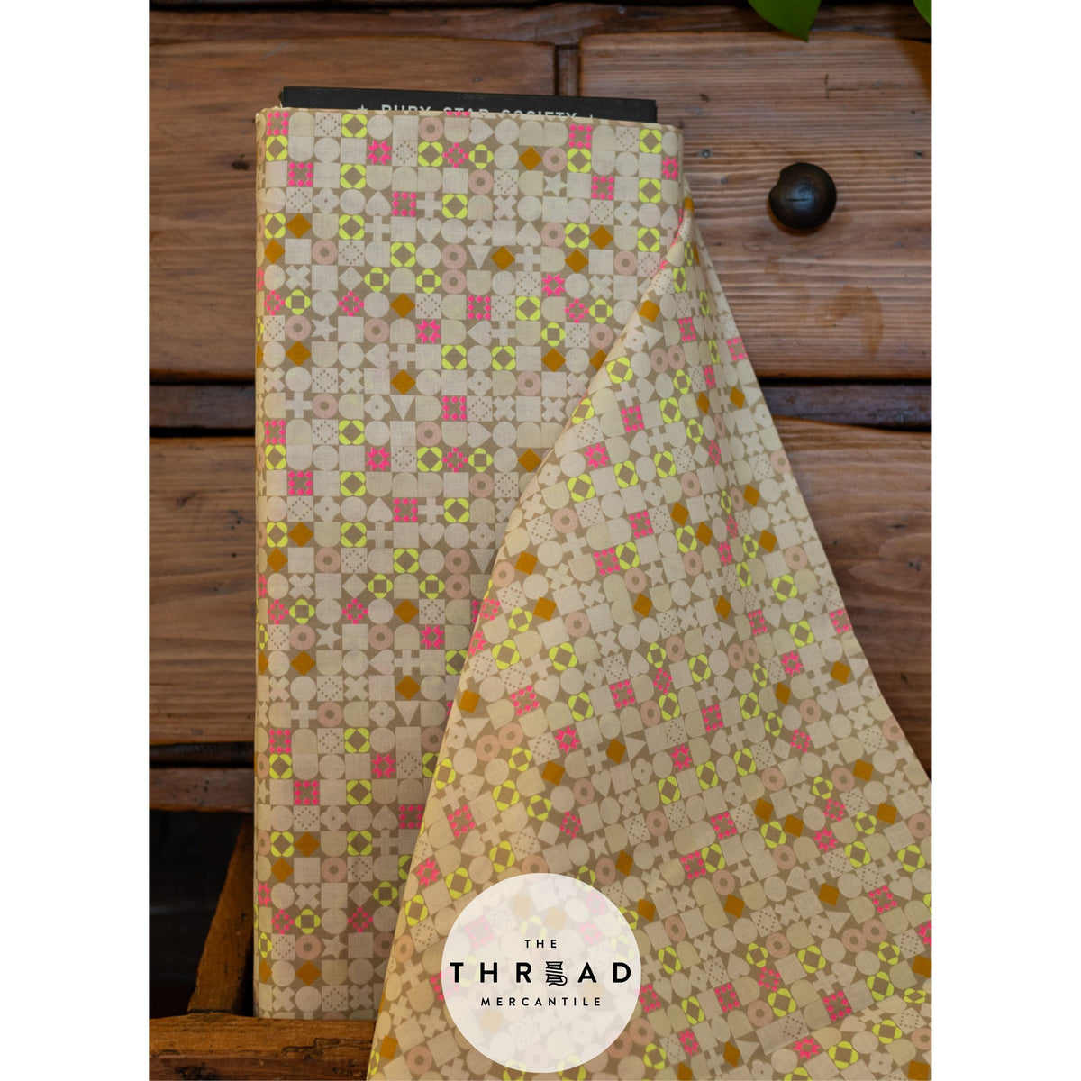 In Stock & Shipping NOW!  Ruby Star Society "LoFi" Linens - Blocked in KHAKI / Sold in Half-Yard Increments