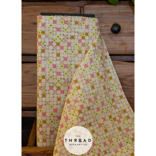 In Stock & Shipping NOW!  Ruby Star Society "LoFi" Linens - Blocked in KHAKI / Sold in Half-Yard Increments