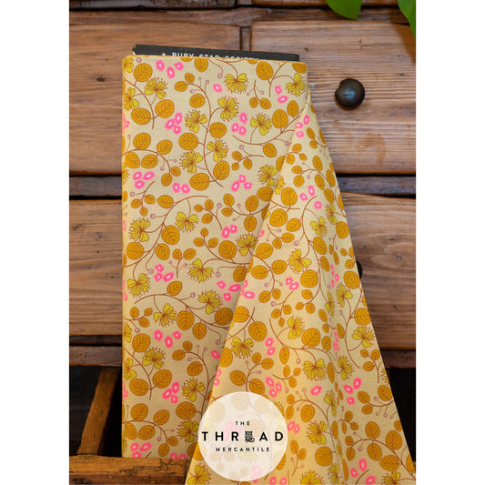 In Stock & Shipping NOW!  Ruby Star Society "LoFi" Linens - Caper Floral in PARCHMENT / Sold in Half-Yard Increments