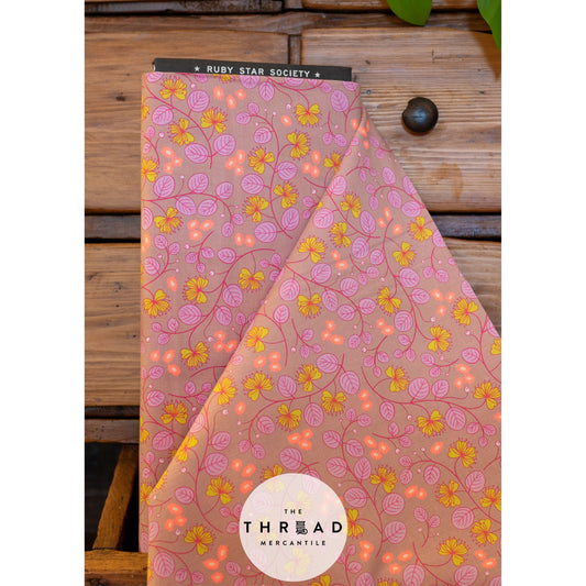 In Stock & Shipping NOW!  Ruby Star Society "LoFi" Linens - Caper Floral in PALE LILAC / Sold in Half-Yard Increments