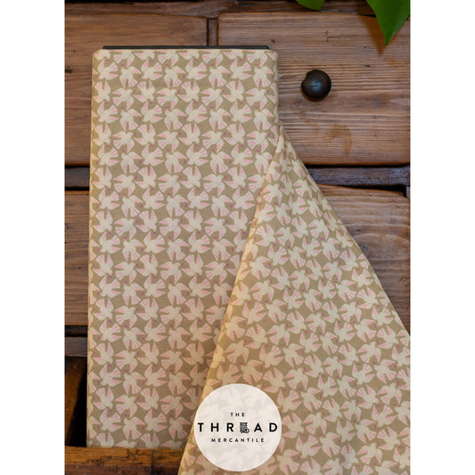 In Stock & Shipping NOW!  Ruby Star Society "LoFi" Linens - Flock Yeah in KHAKI / Sold in Half-Yard Increments