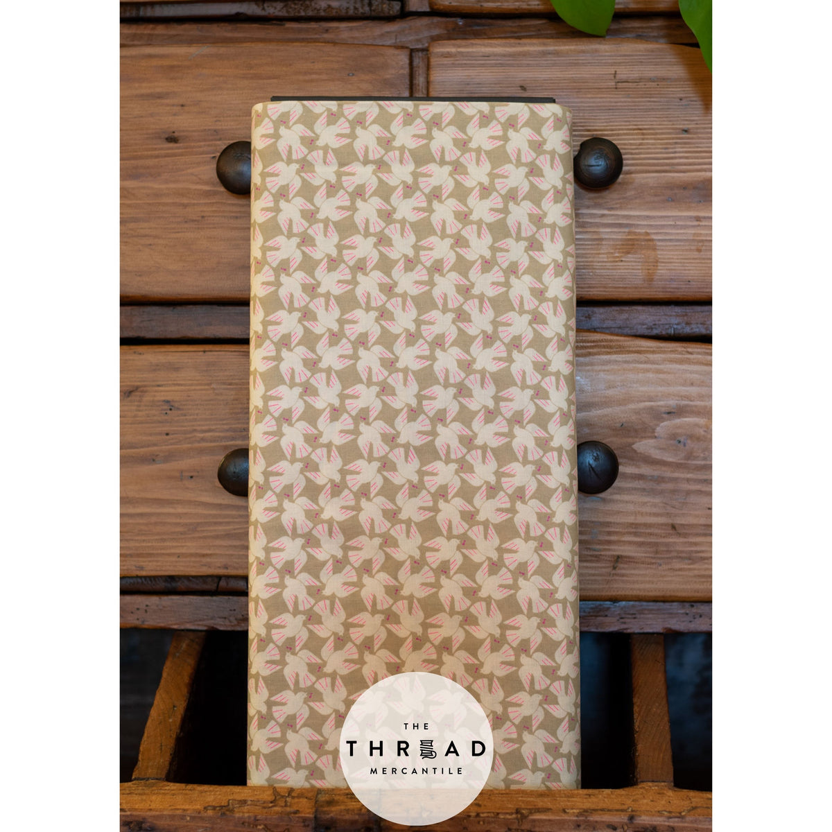 In Stock & Shipping NOW!  Ruby Star Society "LoFi" Linens - Flock Yeah in KHAKI / Sold in Half-Yard Increments