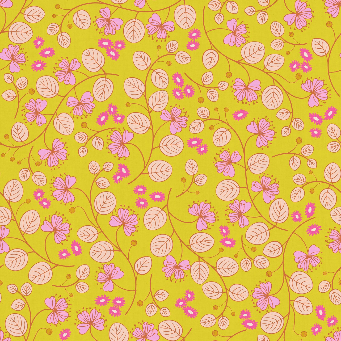 PRE-ORDER:  AUG 2026 Release!  Ruby Star Society "LoFi" Linens - Caper Floral in CITRON / Sold in Half-Yard Increments