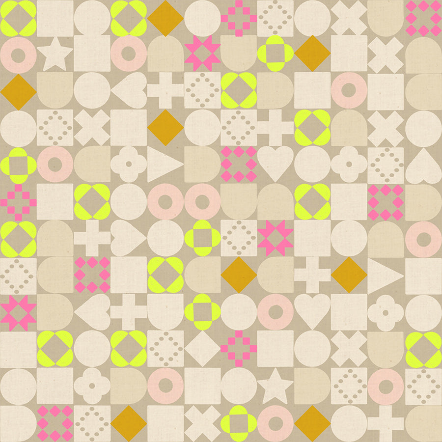 PRE-ORDER:  AUG 2026 Release!  Ruby Star Society "LoFi" Linens - Blocked in KHAKI / Sold in Half-Yard Increments