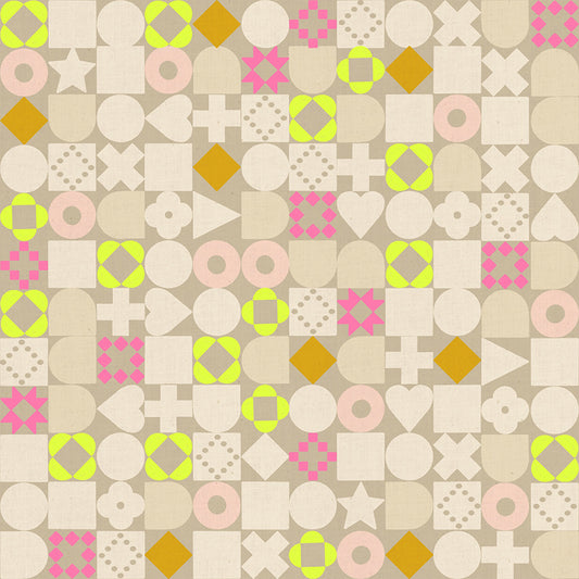 PRE-ORDER:  AUG 2026 Release!  Ruby Star Society "LoFi" Linens - Blocked in KHAKI / Sold in Half-Yard Increments