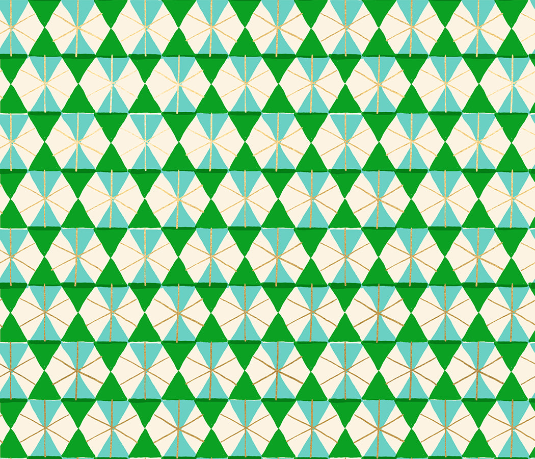 Happy Hexie Verdant METALLIC - Merry Happy Collection, Ruby Star Society (Half-Yard Increments)