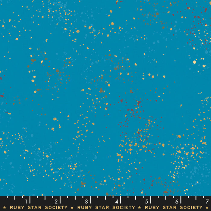 Ruby Star Society Speckled METALLIC Fabric / Color: BRIGHT BLUE / Sold by the Half Yard