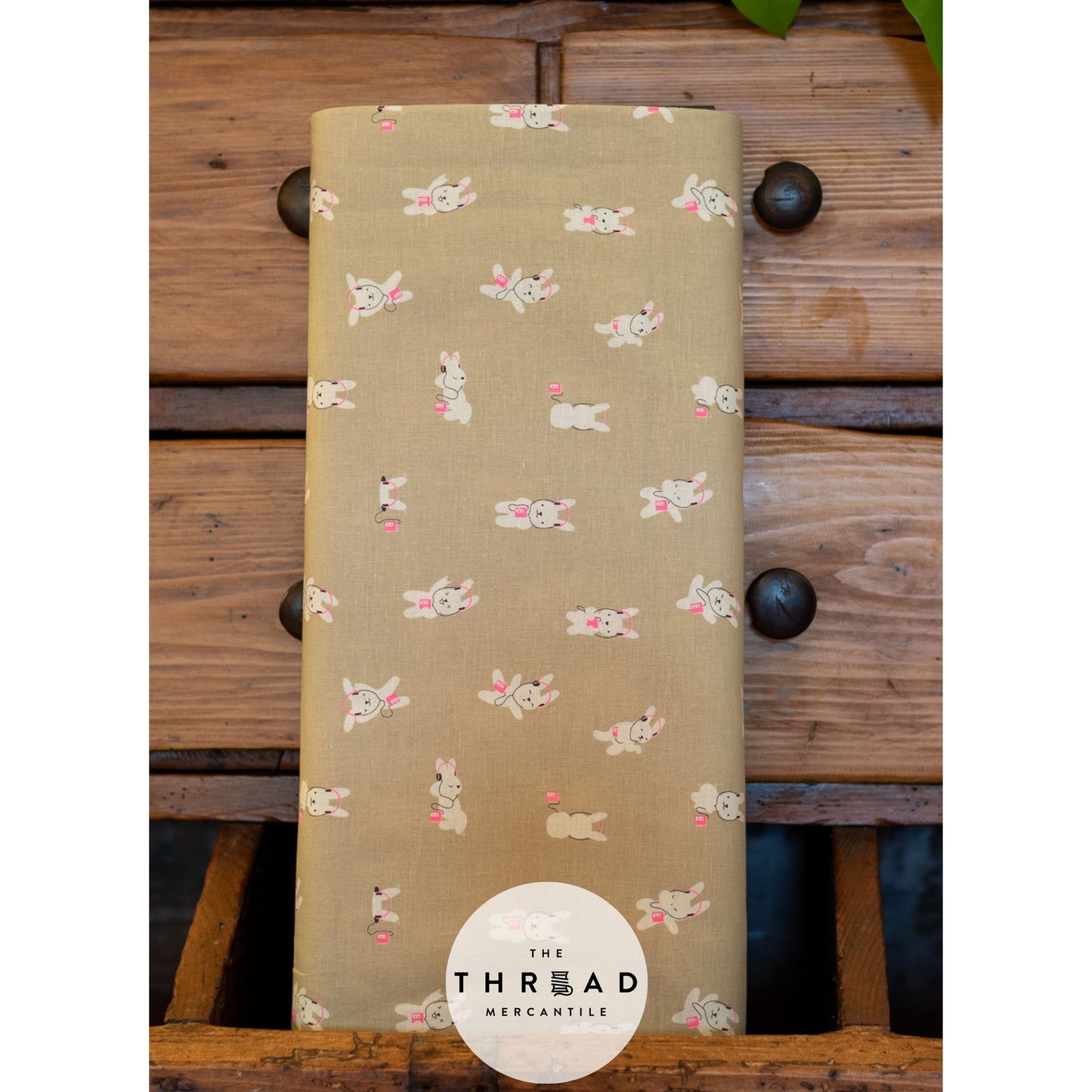In Stock & Shipping NOW!  Ruby Star Society "LoFi" Linens - Rabbeats in KHAKI / Sold in Half-Yard Increments