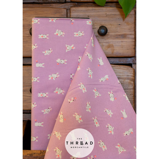 In Stock & Shipping NOW!  Ruby Star Society "LoFi" Linens - Rabbeats in WISTERIA / Sold in Half-Yard Increments