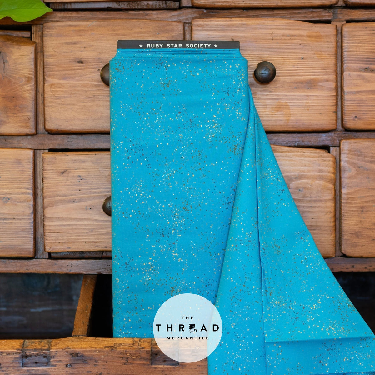 Ruby Star Society Speckled METALLIC Fabric / Color: BRIGHT BLUE / Sold by the Half Yard