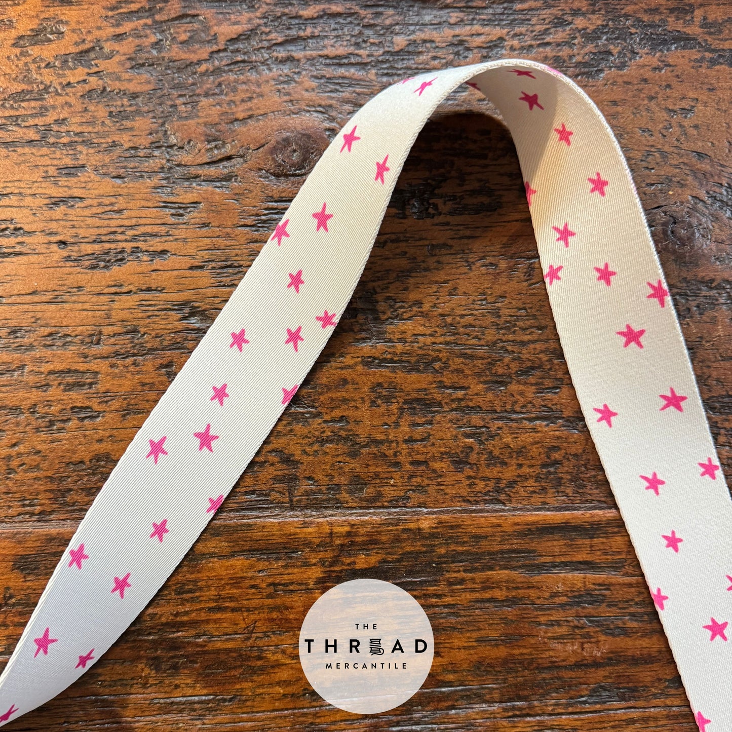 Starry Webbing - Natural/Pink - Sold by the Quarter Yard