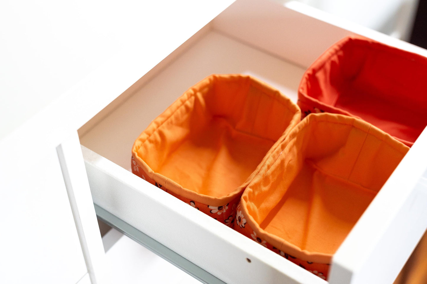 Studio Sample!  Vintage Floral Fabric Baskets: Set of 3 Handmade Organizer Bins