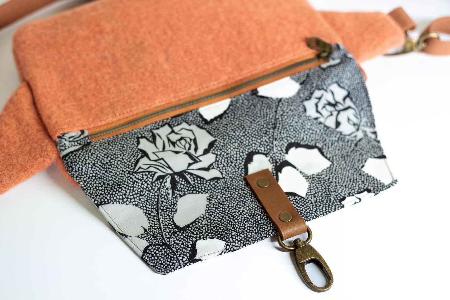 Studio Sample!  Vintage Wool Crossbody Bag: Handmade Repurposed Fabric, Adjustable Strap