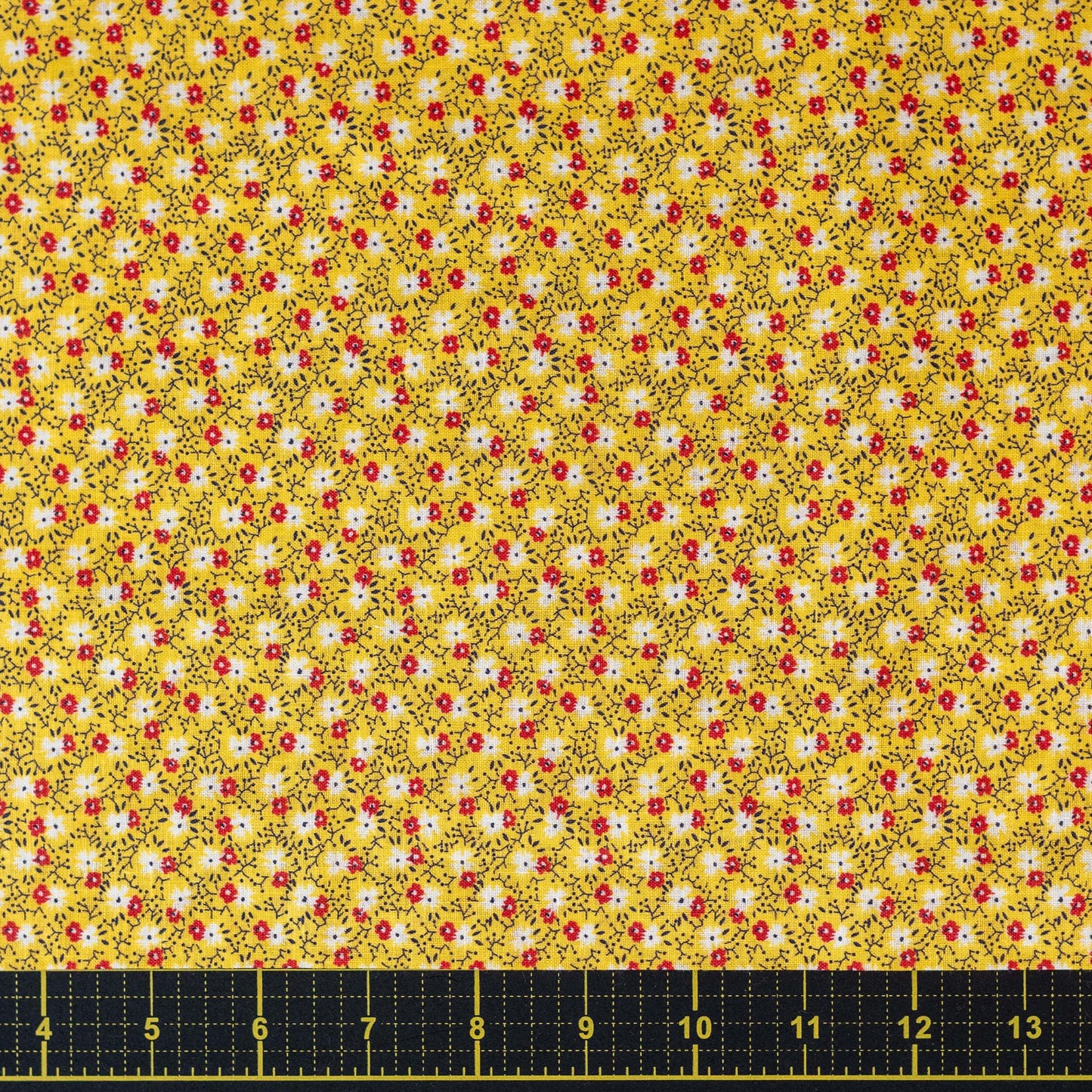 Vintage Fabric - Yellow Calico Floral Fabric BTHY