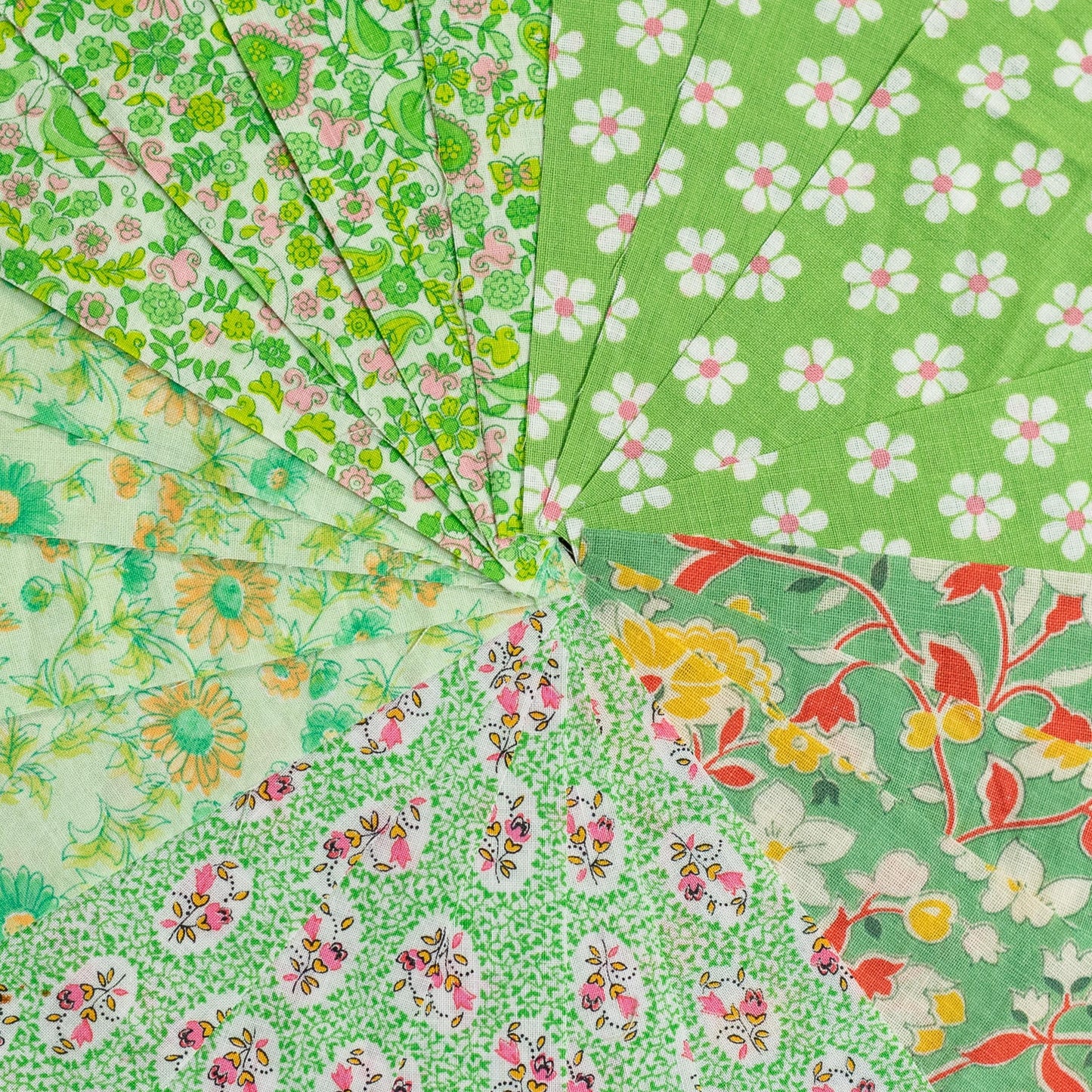 Vintage Fabric Charm Pack - Green Florals