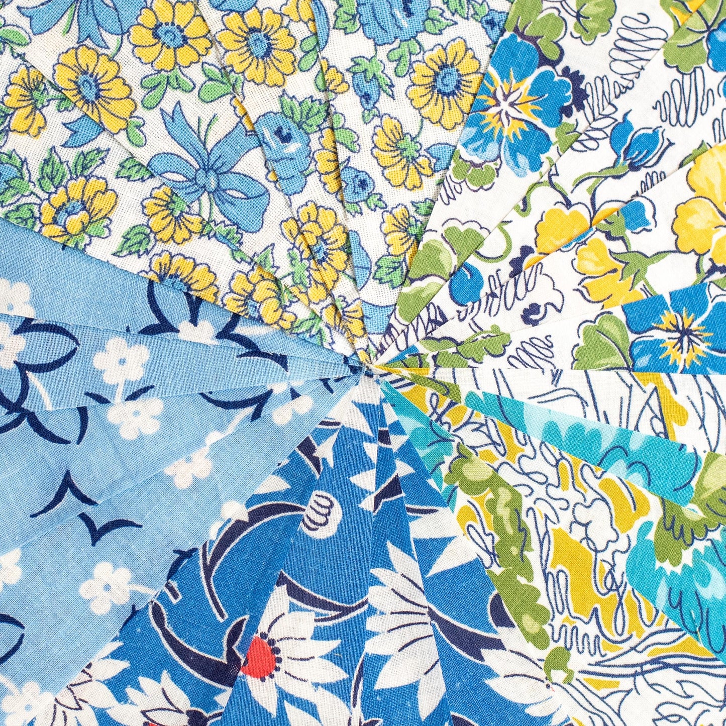 Vintage Mid Century Fabric Charm Pack - Blue Florals