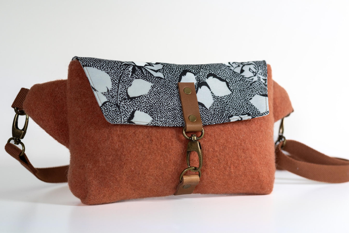 Studio Sample!  Vintage Wool Crossbody Bag: Handmade Repurposed Fabric, Adjustable Strap