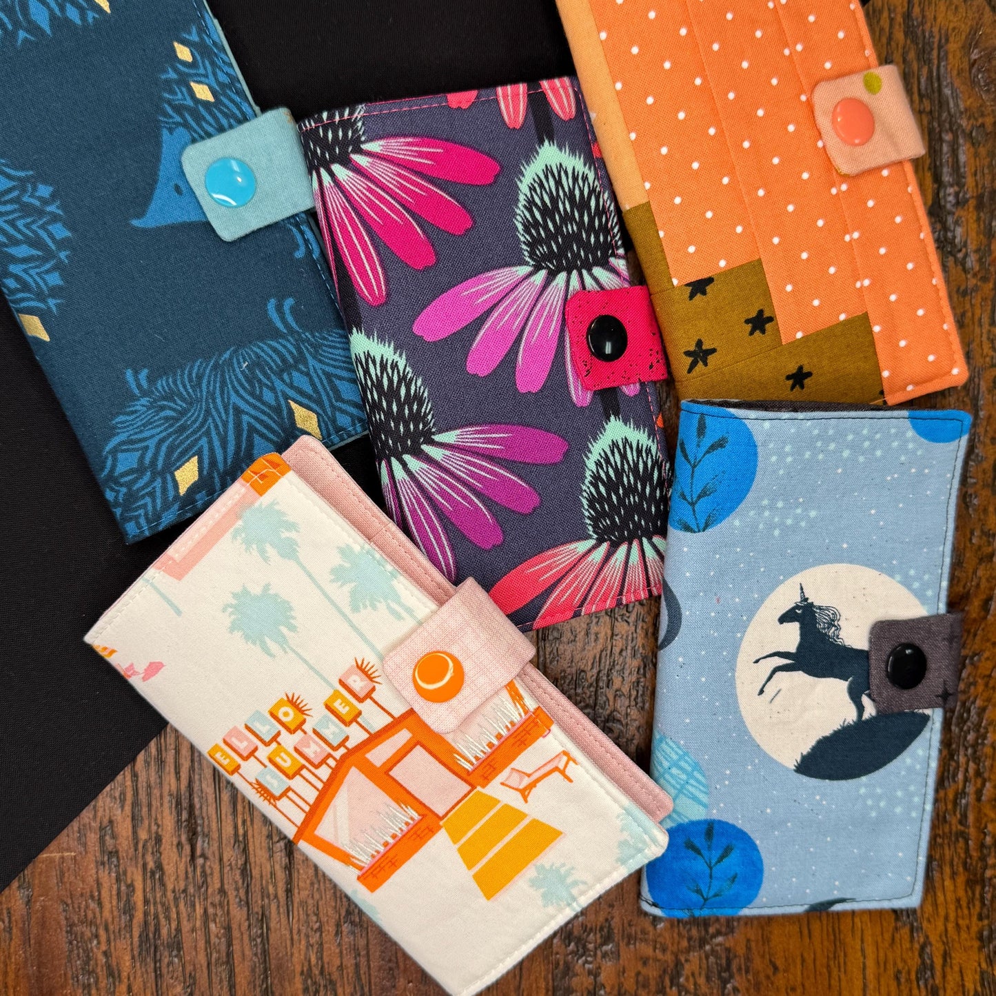 Modern Tea Wallet Echinacea/Coneflower Design