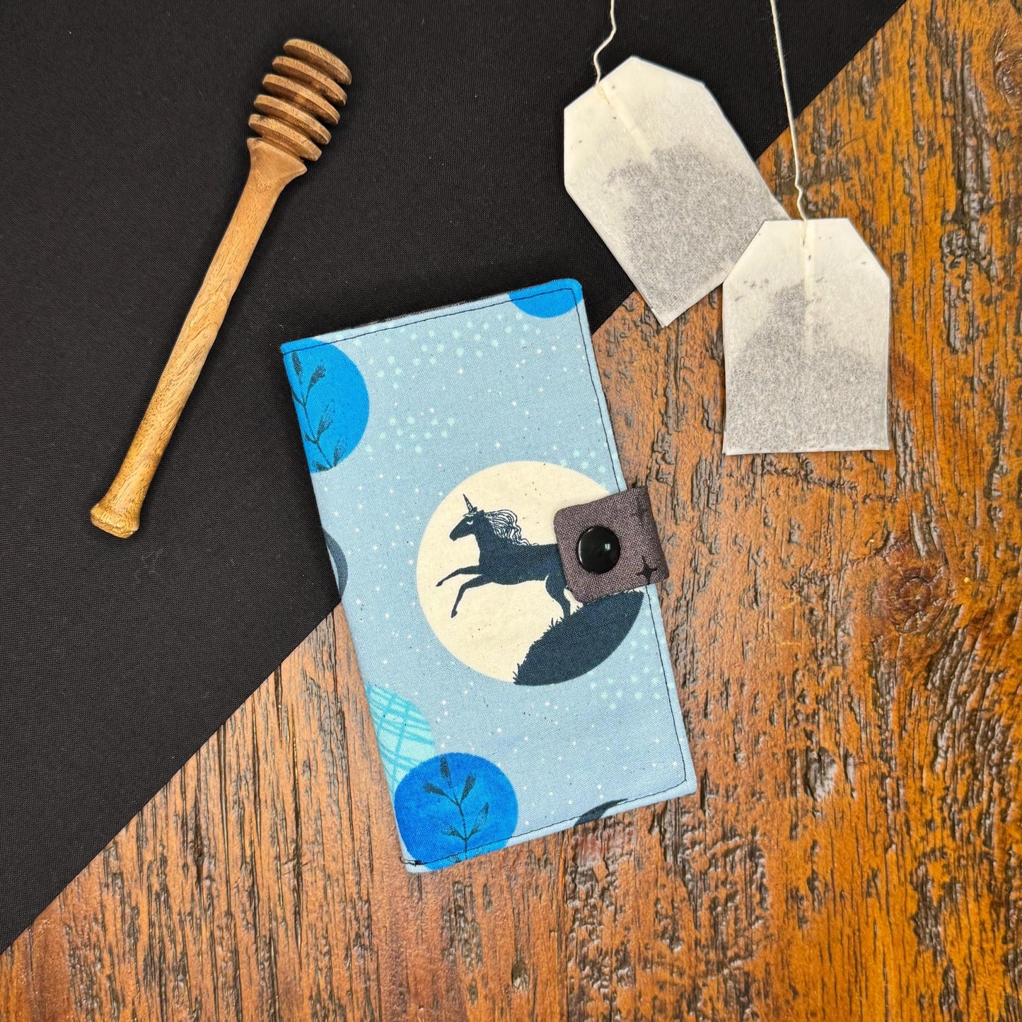 Modern Tea Wallet Crescent Moon & Unicorn Design