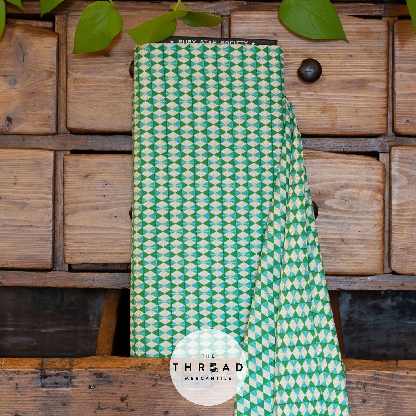 Happy Hexie Verdant METALLIC - Merry Happy Collection, Ruby Star Society (Half-Yard Increments)